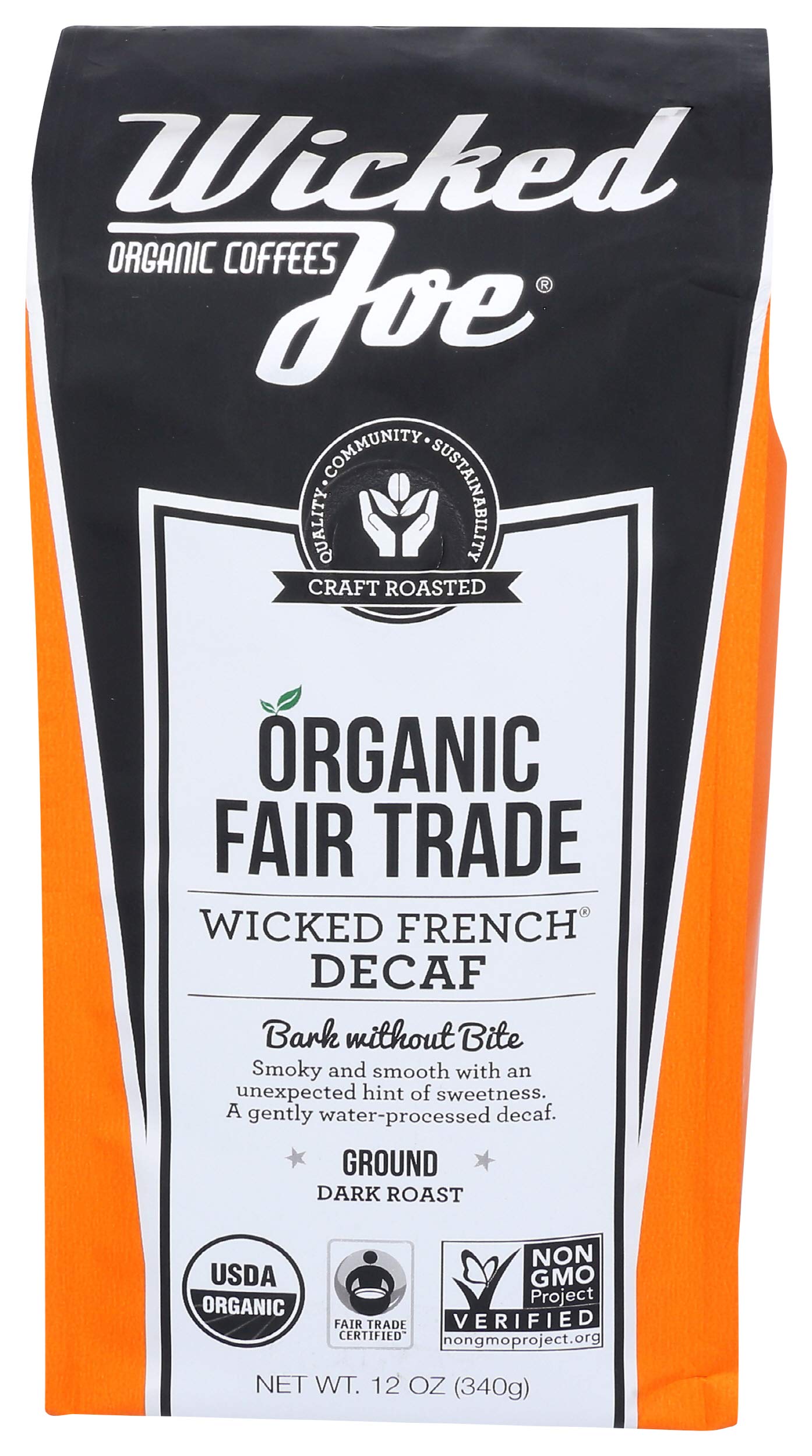 Wicked Joe Organic Coffee French Decaf Ground, Coffee, 12 Oz