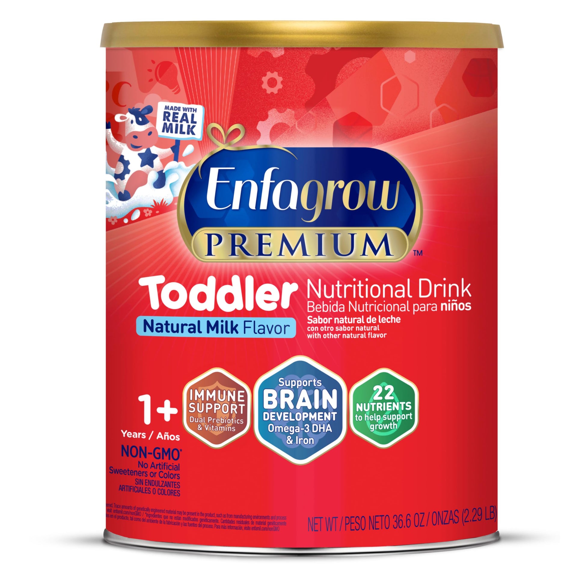 Enfagrow Premium Toddler Nutritional Drink, Omega-3 Dha For Brain Support, Prebiotics & Vitamins For Immune Health, Non-Gmo, Pow