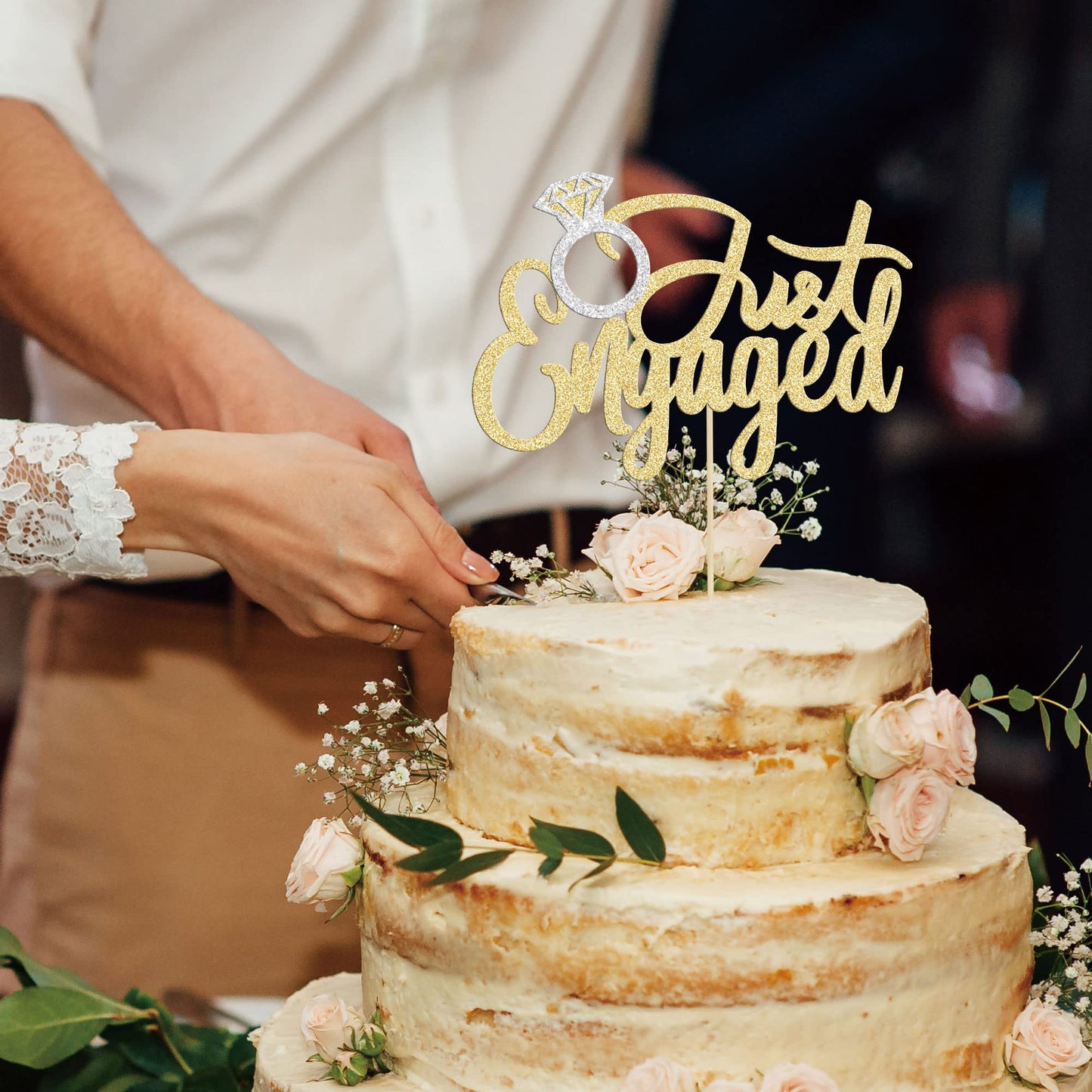 Gyufise 1 Pack Just Engaged Cake Topper Glitter We'Re Engaged Cake Pick Engagement Party Decorations Bridal Engagement Wedding C