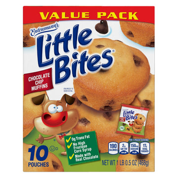Entenmanns Little Bites Chocolate Chip Mini Muffins | 3 pack (30 pouches total)