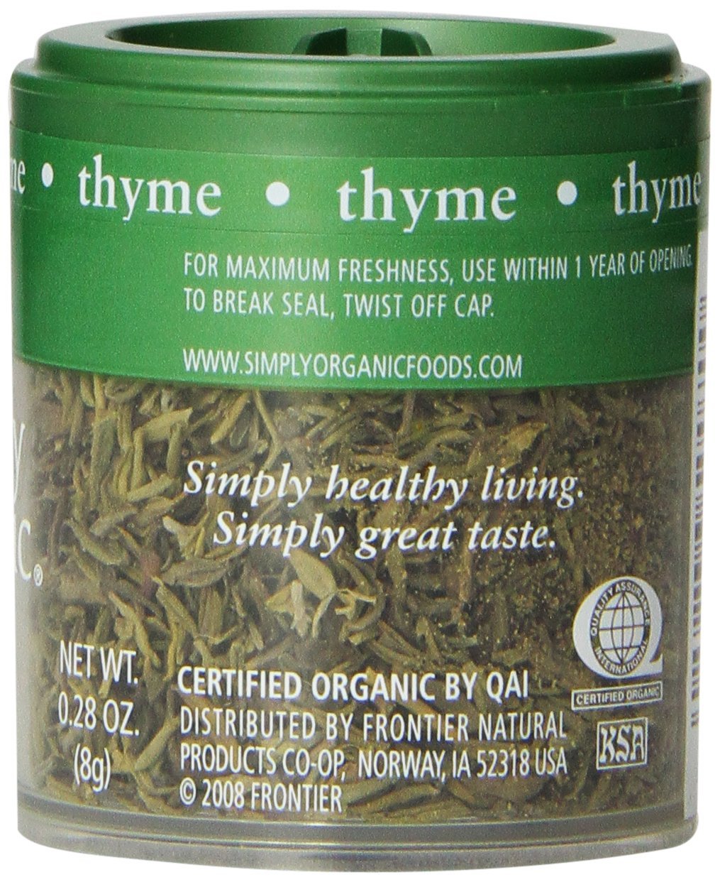 Simply Organic Whole Thyme Leaf, Certified Organic | 0.28 Oz | Thymus Vulgaris L.
