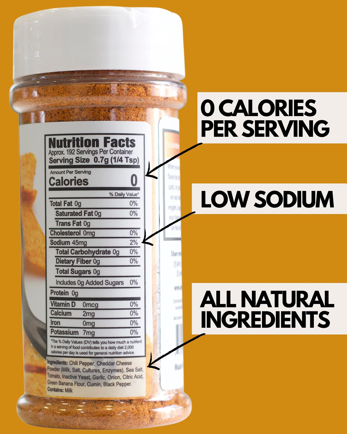 Popcorn Seasoning Nacho Cheese Flavor Mix - Zesty Cheddar Cheese Powder. Chicken Wings, Potato & Taco Seasoning. Gluten Free & L