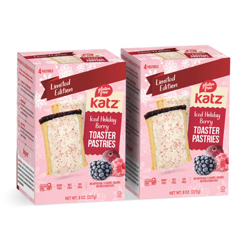 Katz Gluten Free Iced Holiday Berry Toaster Pastries. Limited Edition Kosher Breakfast Snack. Free of Dairy  Peanuts  Tree Nuts  and Sesame  No Artificial Color. (2Pk)
