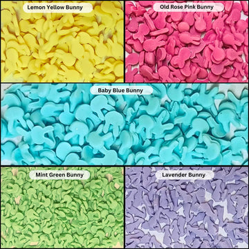 Confect Easter Sprinkles Edible | Assorted Pack Of 5 Parrot Green, Yellow, Pink And Sky Blue Easter Bunny I Cookies, Desserts &
