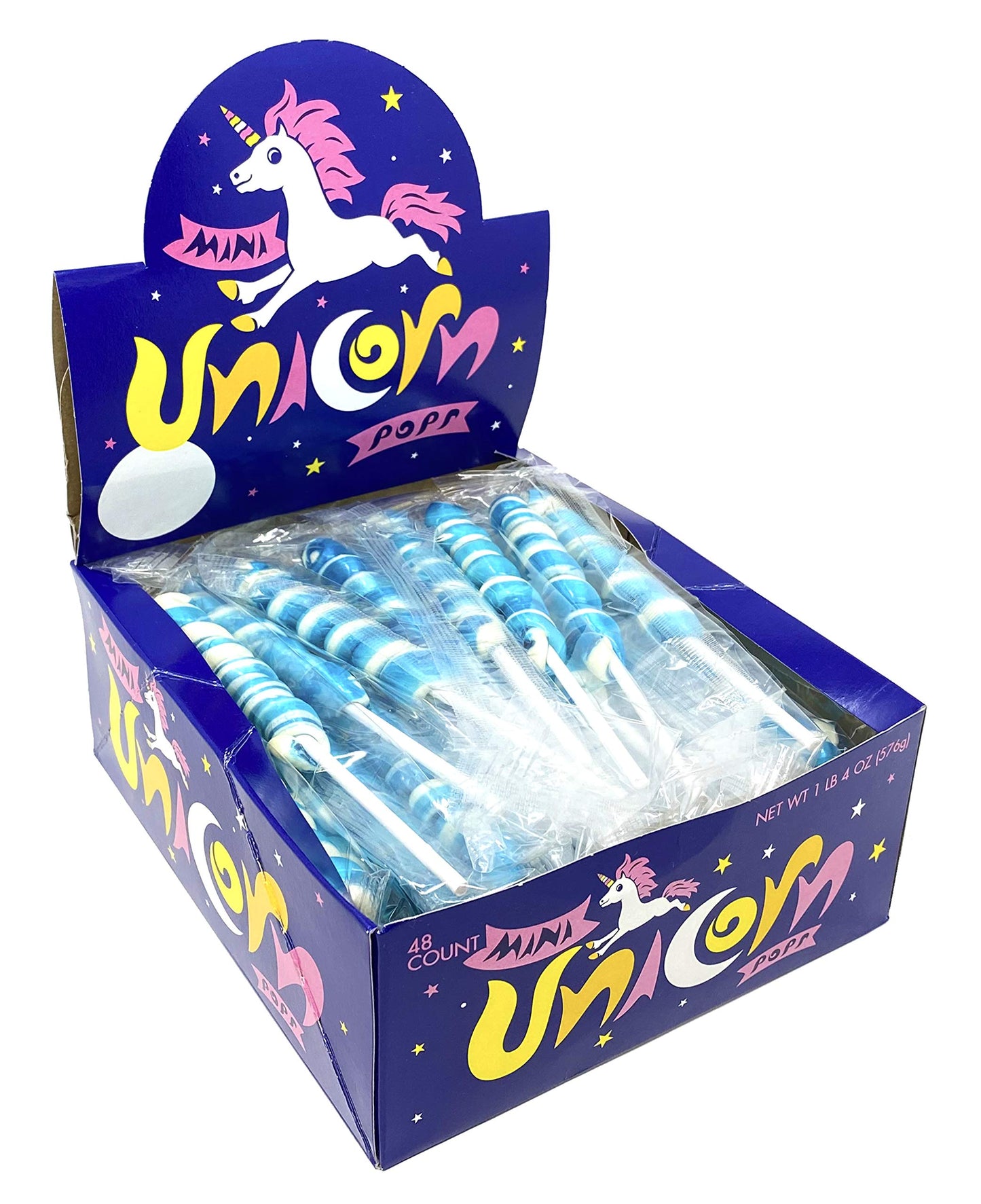 Unicorn Pops 48 Count - Individually Wrapped Unicorn Lollipops - Great For Party Favors, Candy Buffets, Kosher Candy (Blueberry