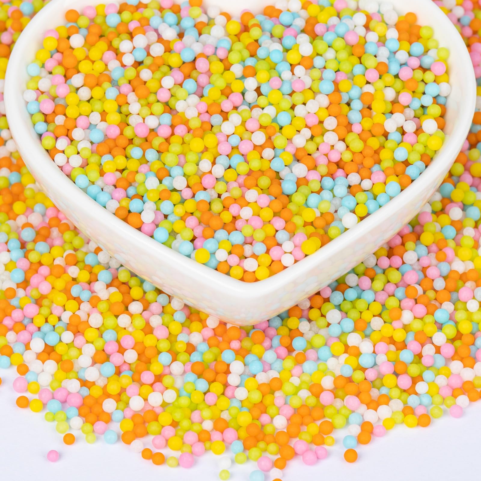 Twisweet Easter Nonpareils, Edible Mini Pearl Sprinkles for Cake Decorating, Yellow Green Orange Pink White and Blue Sugar Sprin