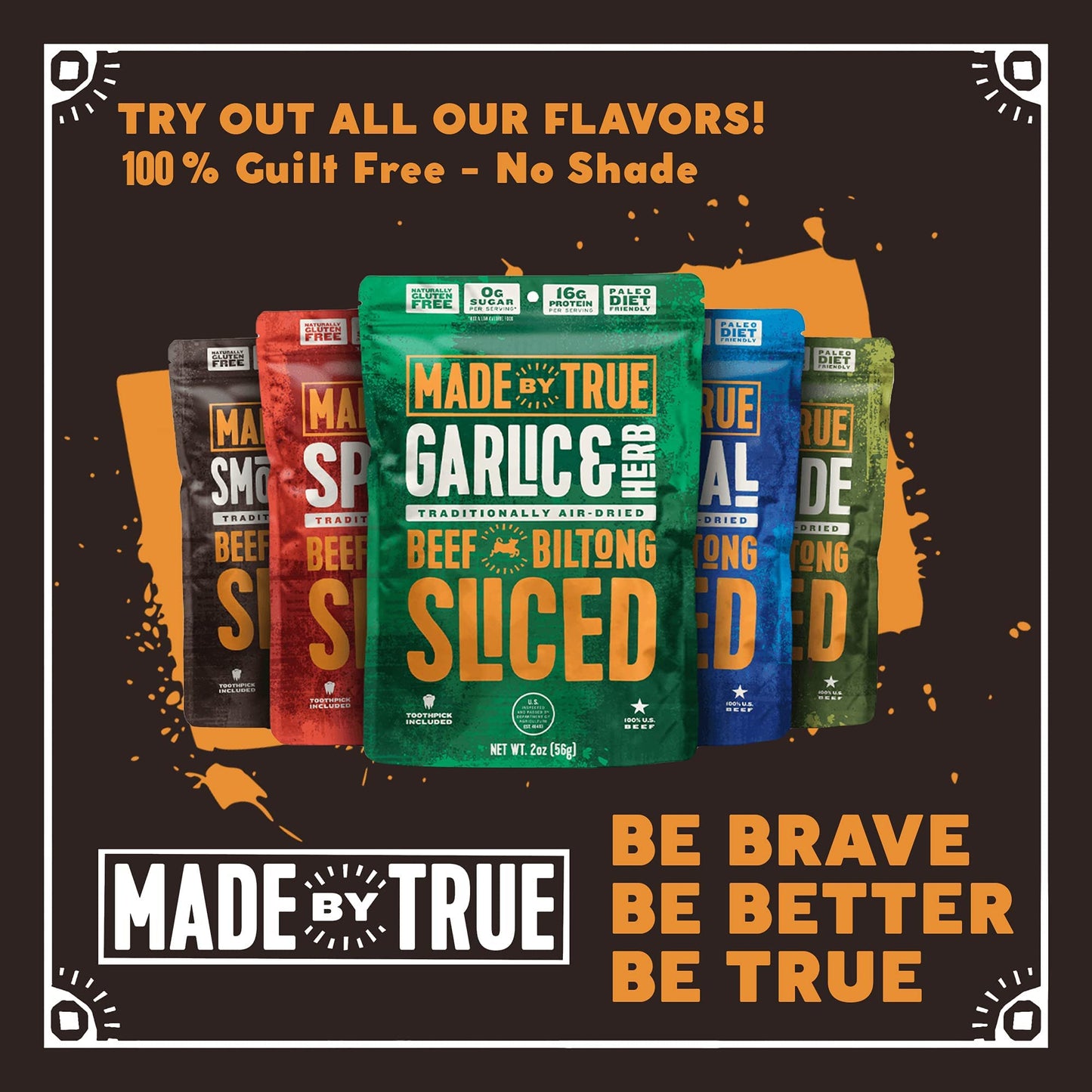 Made By True Beef Sliced Bites Smokehouse (2 Ounce, Pack Of 2) - All Natural, Zero-Sugar True Jerky Biltong - High Protein, Keto