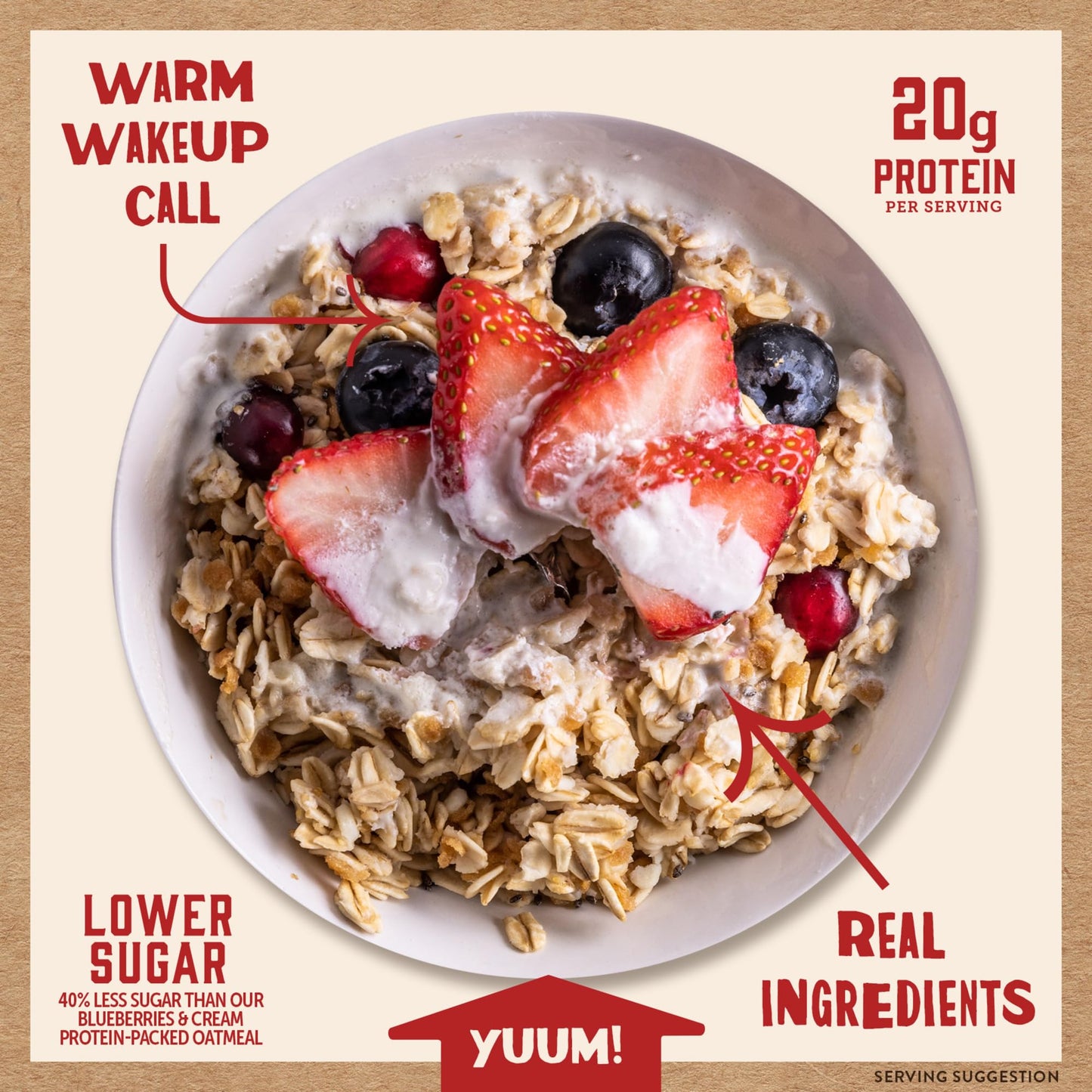 Kodiak Cakes Peak Instant Oatmeal Packets, Berries & Cream, High Protein,100% Whole Grains, 6 box with 4 packets each (Total of