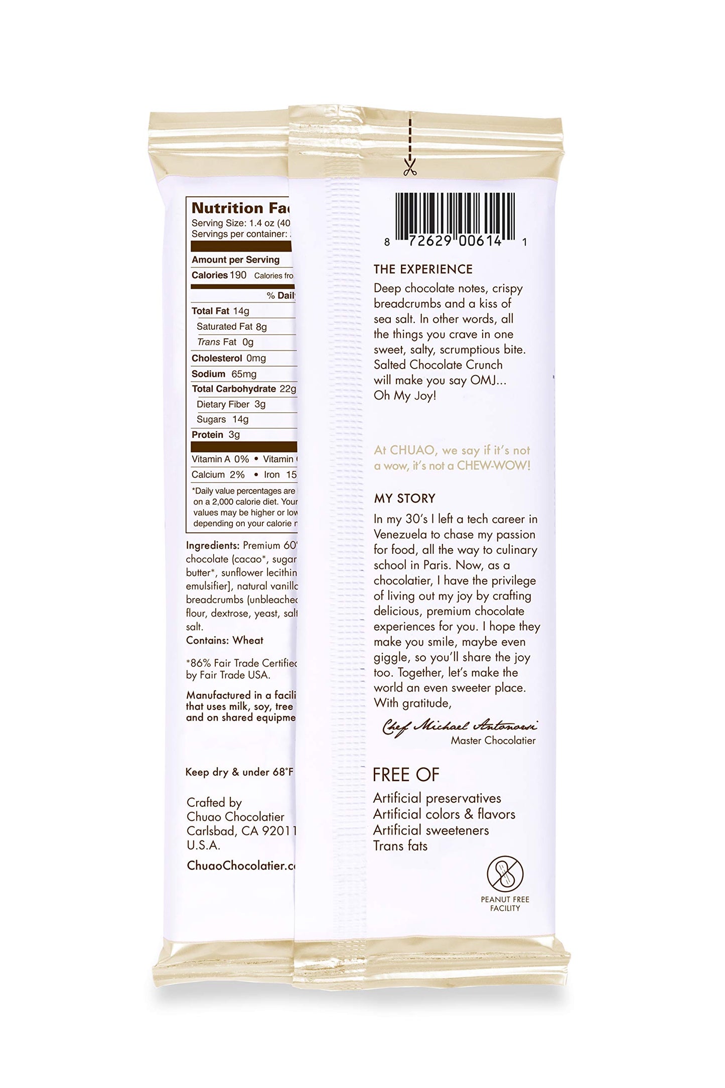 Chuao Chocolatier Salted Chocolate Crunch Dark Chocolate Bars | Gourmet Sea Salt Artisan No Preservatives | For Gift Baskets, Christmas, Valentines Day, Gifts For Women, Men, Birthday, Thank You, Care Package | 3 Pack