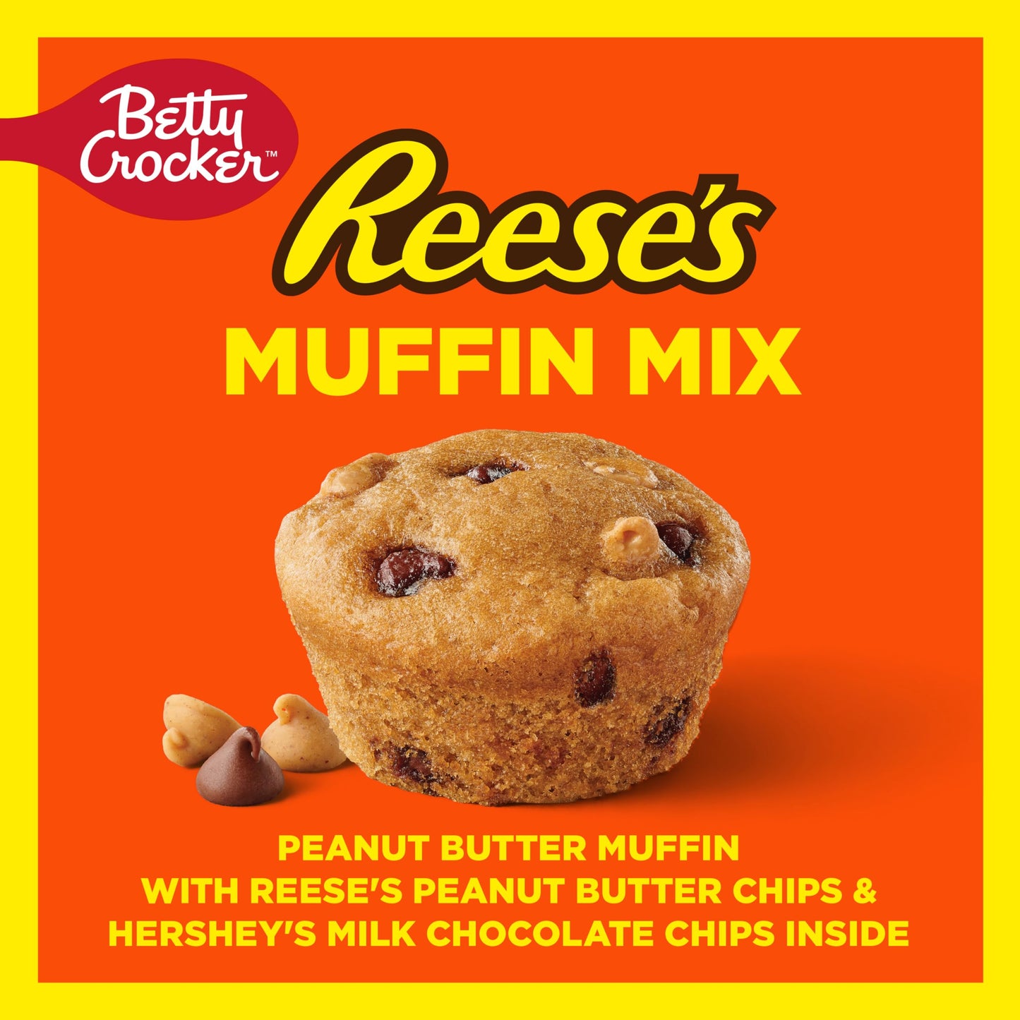 Betty Crocker REESES Peanut Butter Muffin Mix, Baking Mix Made with REESES Peanut Butter Chips and HERSHEYS Milk Chocolate Ch