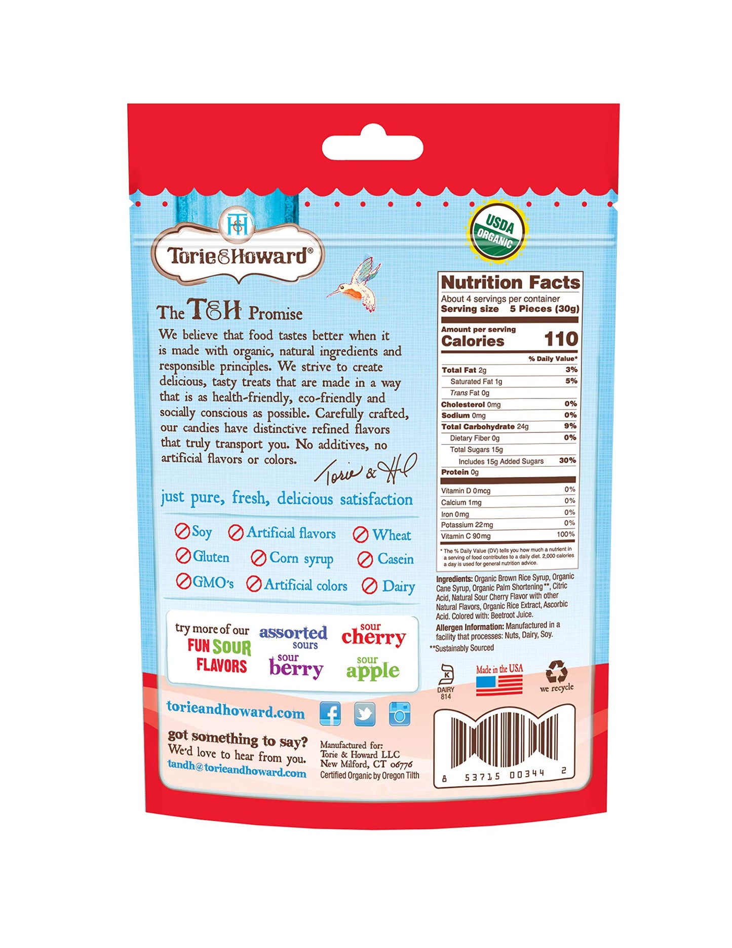 Torie And Howard Chewie Fruities, Sour Cherry, 4 Ounce