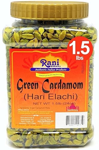 Rani Green Cardamom Pods Spice (Hari Elachi) 24Oz (1.5Lbs) 680G Pet Jar ~ All Natural | Vegan | Gluten Friendly | Non-Gmo | Prod