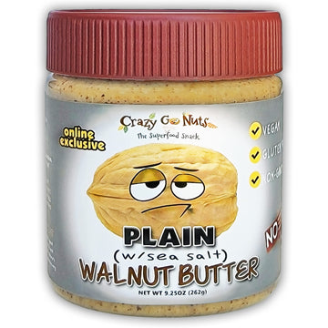 CrazyGoNuts Walnut Butter - Plain with Sea Salt, Keto, Vegan, Gluten Free, 9.25 oz