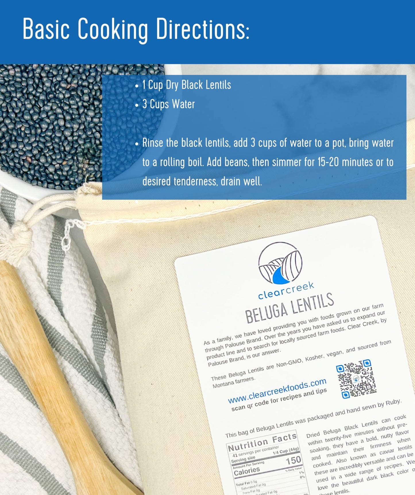 Clear Creek 100 Lb Lentil Bundle: Beluga Lentils, Gold Lentils, Green Lentils, Red Lentils In 25 Lb Buckets