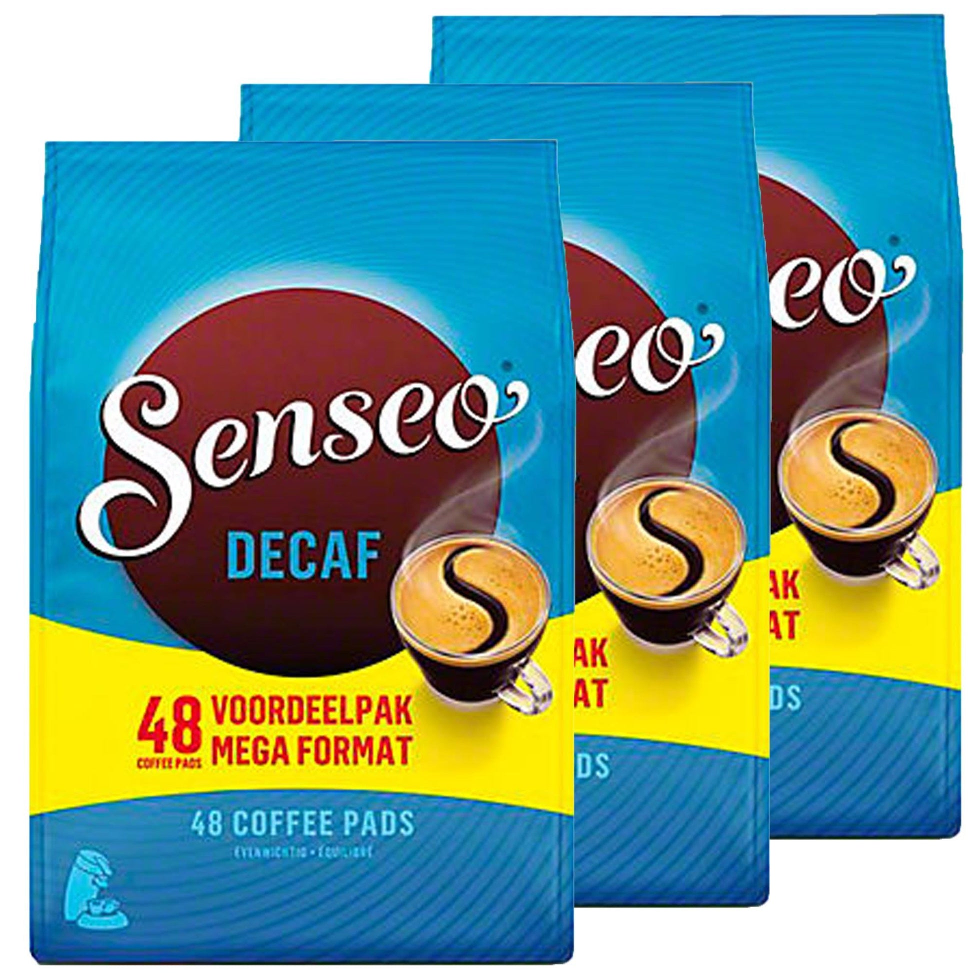 Senseo Decaf Medium Roast Coffee Pods - 144 Count (3 Packs) - Smooth & Balanced Flavor with Rich Crema - Caffeine-Free Single-Serve Coffee Pads Compatible with Senseo & PeleCom Machines