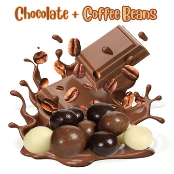 Gourmet Chocolate Covered Espresso Beans Medley By Its Delish, 1 Lb (16 Oz) Bulk Bag - Mix Of Dark, Milk & White Chocolate Cover