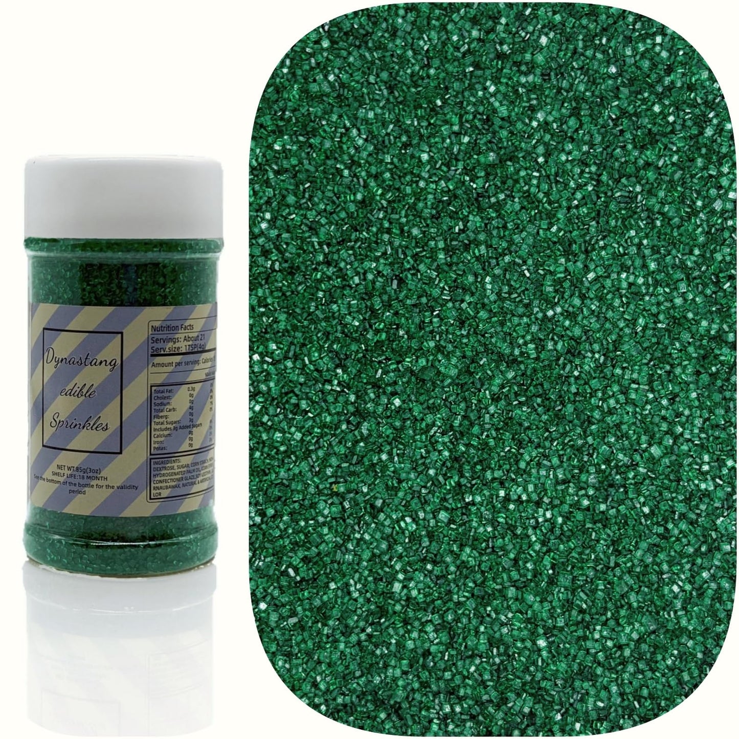 Dynastang Dark Green Sanding Sugar Sprinkles Edible Sugar Crystals Cake Decoration Cupcake Toppers Cookie Decorating Perfect for