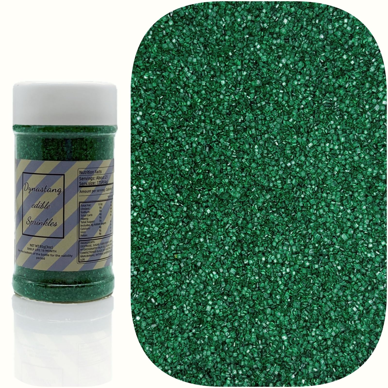 Dynastang Dark Green Sanding Sugar Sprinkles Edible Sugar Crystals Cake Decoration Cupcake Toppers Cookie Decorating Perfect for