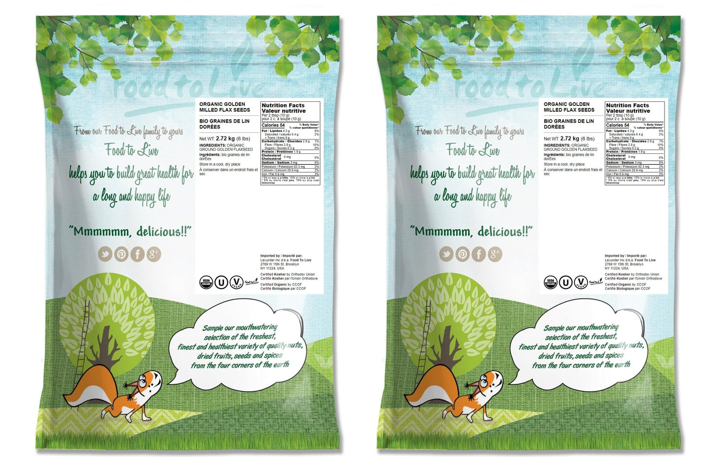 Food to Live Organic Golden Flaxseed Meal - Non-GMO, Vegan, 12 Pounds, Rich in Omega-3 and Dietary Fiber