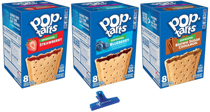 Unfrosted Variety, Strawberry, Blueberry, and Brown Sugar Cinnamon, 13.5 Ounce (Pack of 3) - with Two Make Your Day Lollipops or