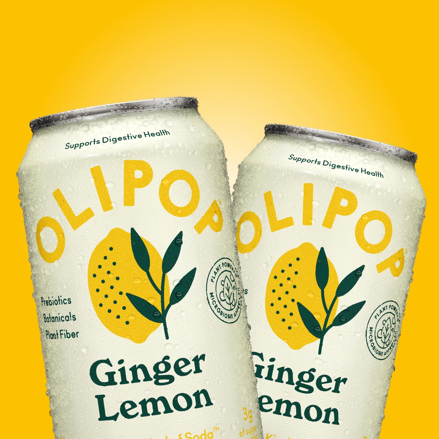 OLIPOP Prebiotic Soda Pop, Ginger Lemon, A New Kind of Soda Packed with Prebiotics, Fiber, and Botanicals, Gluten Free, Vegan, G