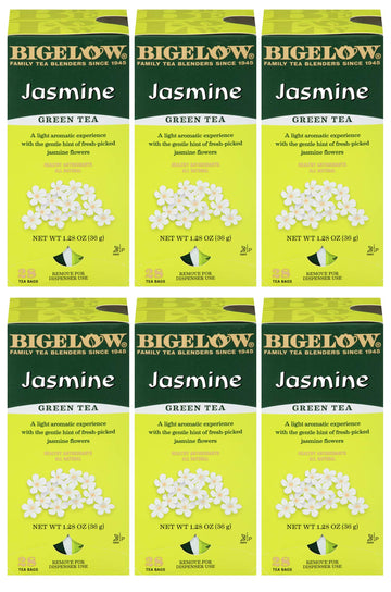 Bigelow Green Tea with Jasmine, Premium Bagged, Antioxidant-Rich, 28 Count (Pack of 6)