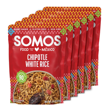 SOMOS Chipotle White Rice, Gluten Free, Vegan, 8.8 oz (Pack of 6) - Microwavable, Authentic Mexican Flavor
