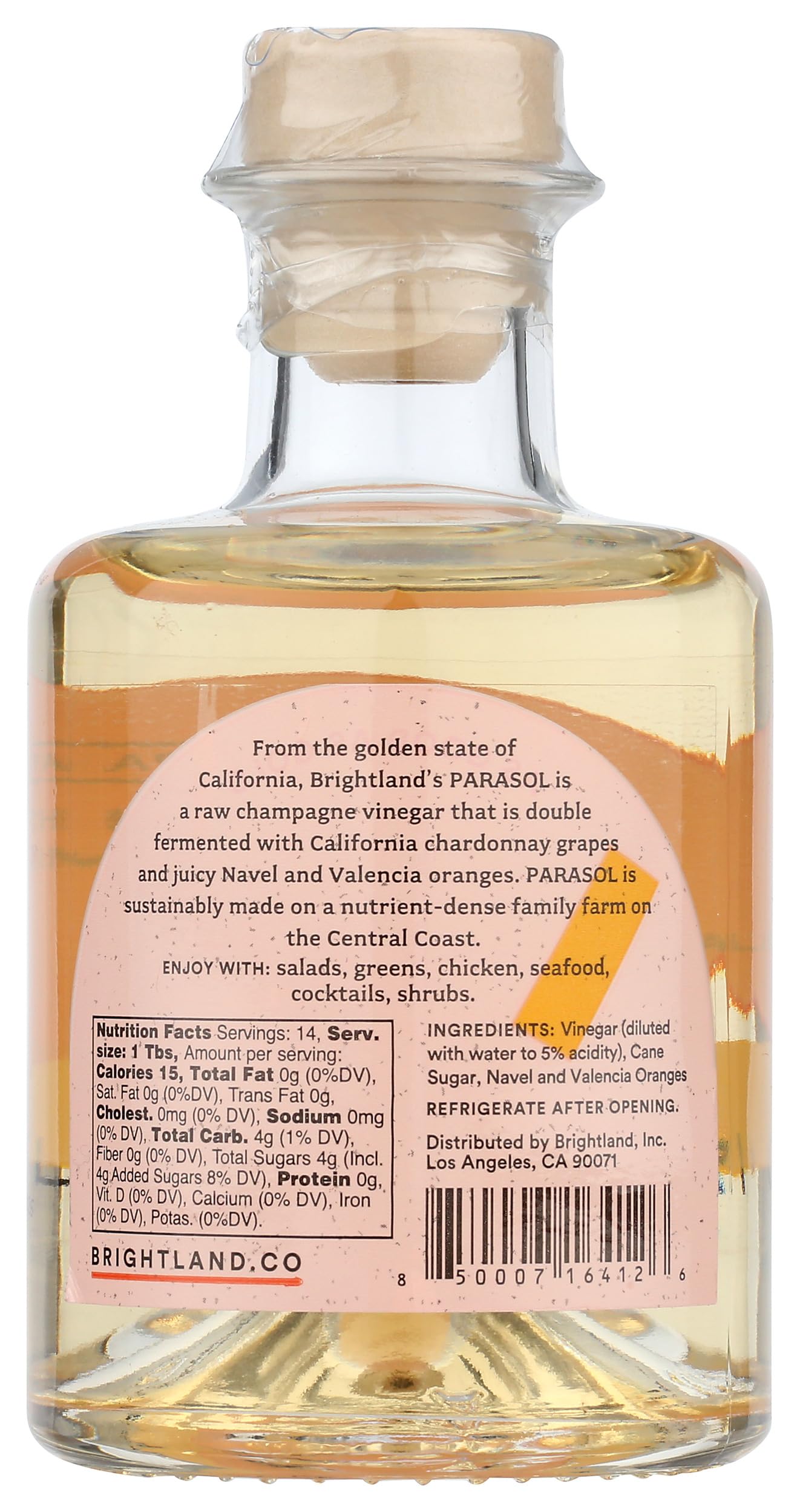 Brightland Citrus Parasol Champagne Vinegar, 6.7 OZ, Gold, Model 0850007164126