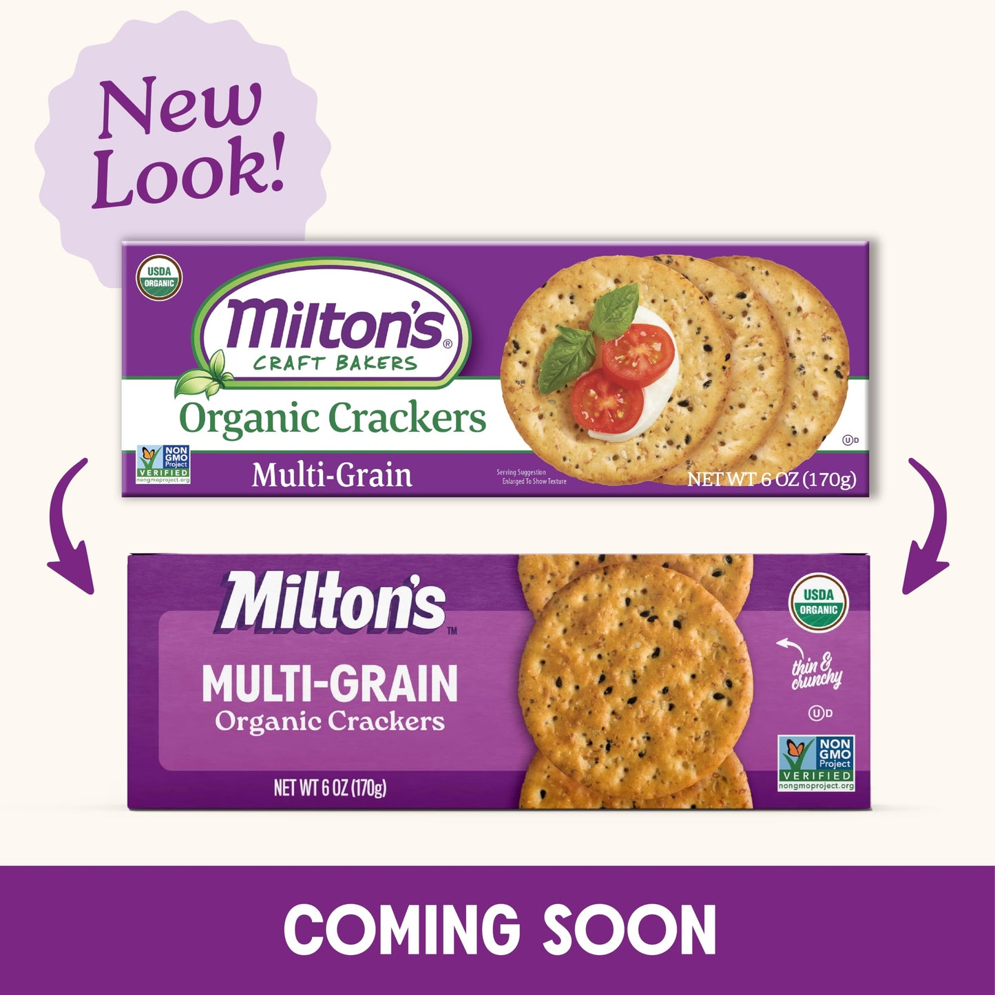 Miltons Organic  ers, Multi-Grain, Non-GMO, Kosher, 6 Oz, Made with 4 Whole Grains & 3 Seeds