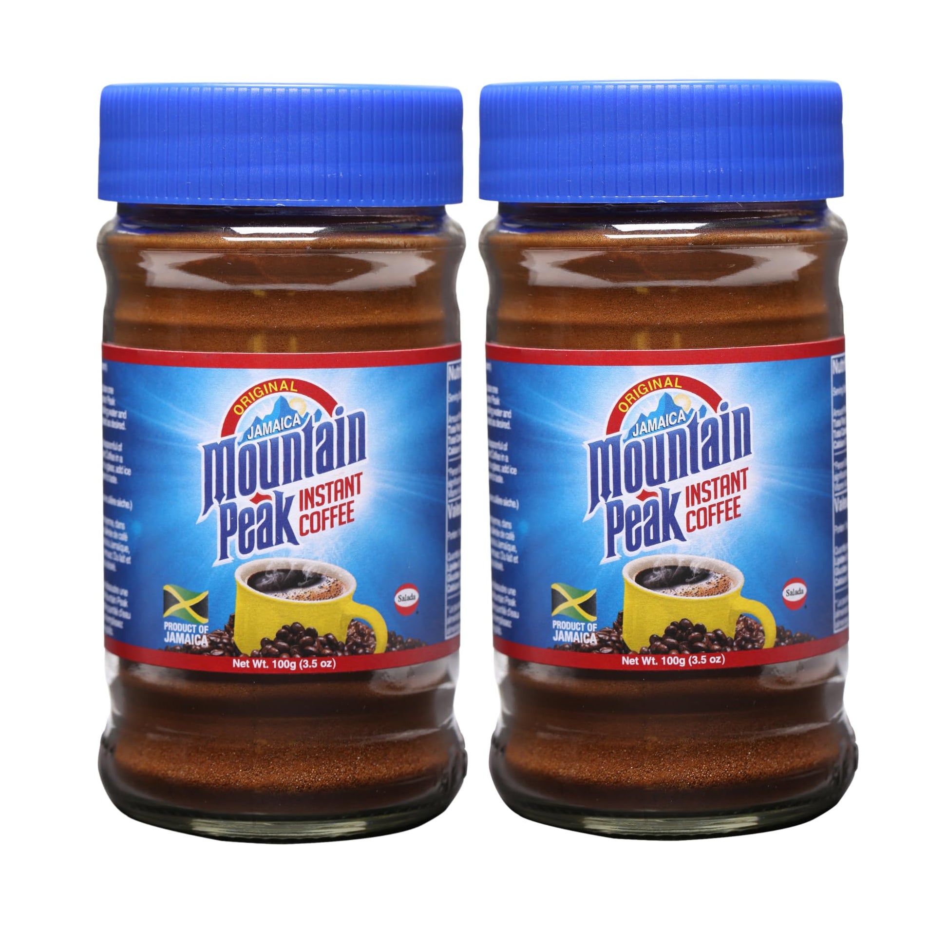 Mountain Peak Instant Coffee, Authentic Jamaican Coffee, Rich Bold Flavor (2 Pack, 3.5 oz Jars)
