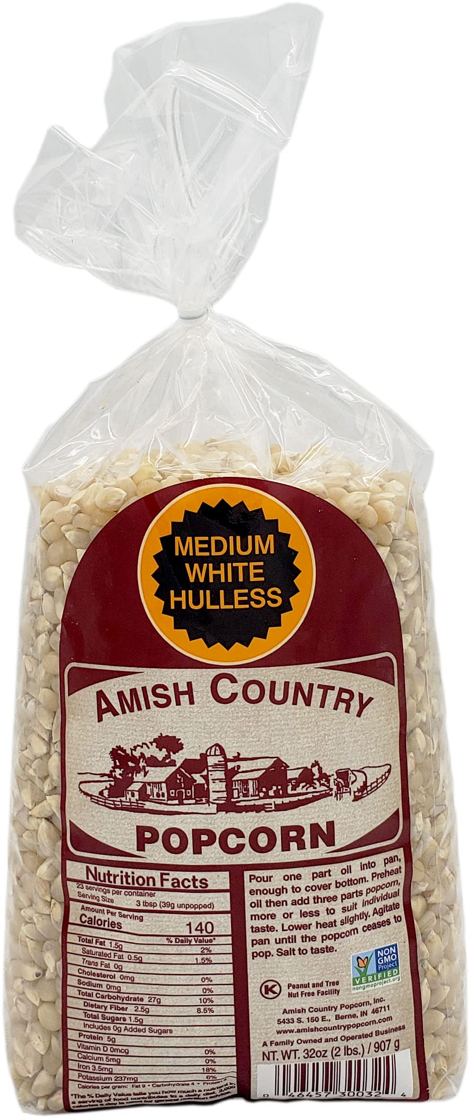 Amish Country Popcorn | 2 Lb Medium White Popcorn | Old Fashioned, Non-Gmo And Gluten Free (2Lb Bags)