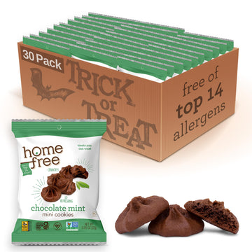 Homefree Chocolate Mint Mini Cookies, Gluten Free, Nut Free, Vegan, Individually Wrapped Packs, School Safe And Allergy Friendly Snack, 0.95 Oz. (Pack Of 30)