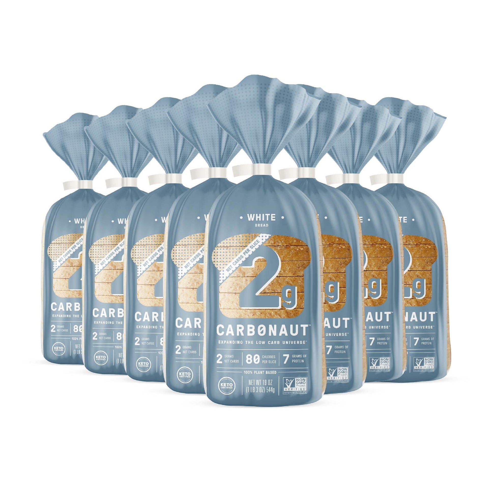 Carbonaut Low Carb Bread, Keto Bread, Keto-Certified Food, Snack, Meals, Non-GMO, Vegan Bread Pack of 8 (Low Carb White)
