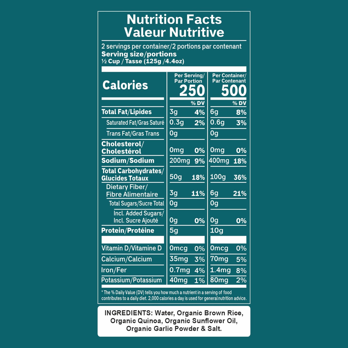 Reganic Organic Brown Rice with Quinoa & Garlic Pouch, USDA Organic, Nutty & Wholesome Blend, 100% Recyclable Pouch, 10g Protein