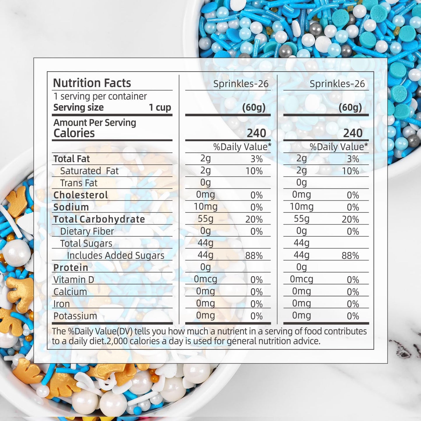 Edible Blue Sprinkles Mix, Blue Confetti Jimmy Sprinkles, Gold Sanding Sugar, Pearl Sprinkles, Gold Crown Sprinkles For Cake Dec