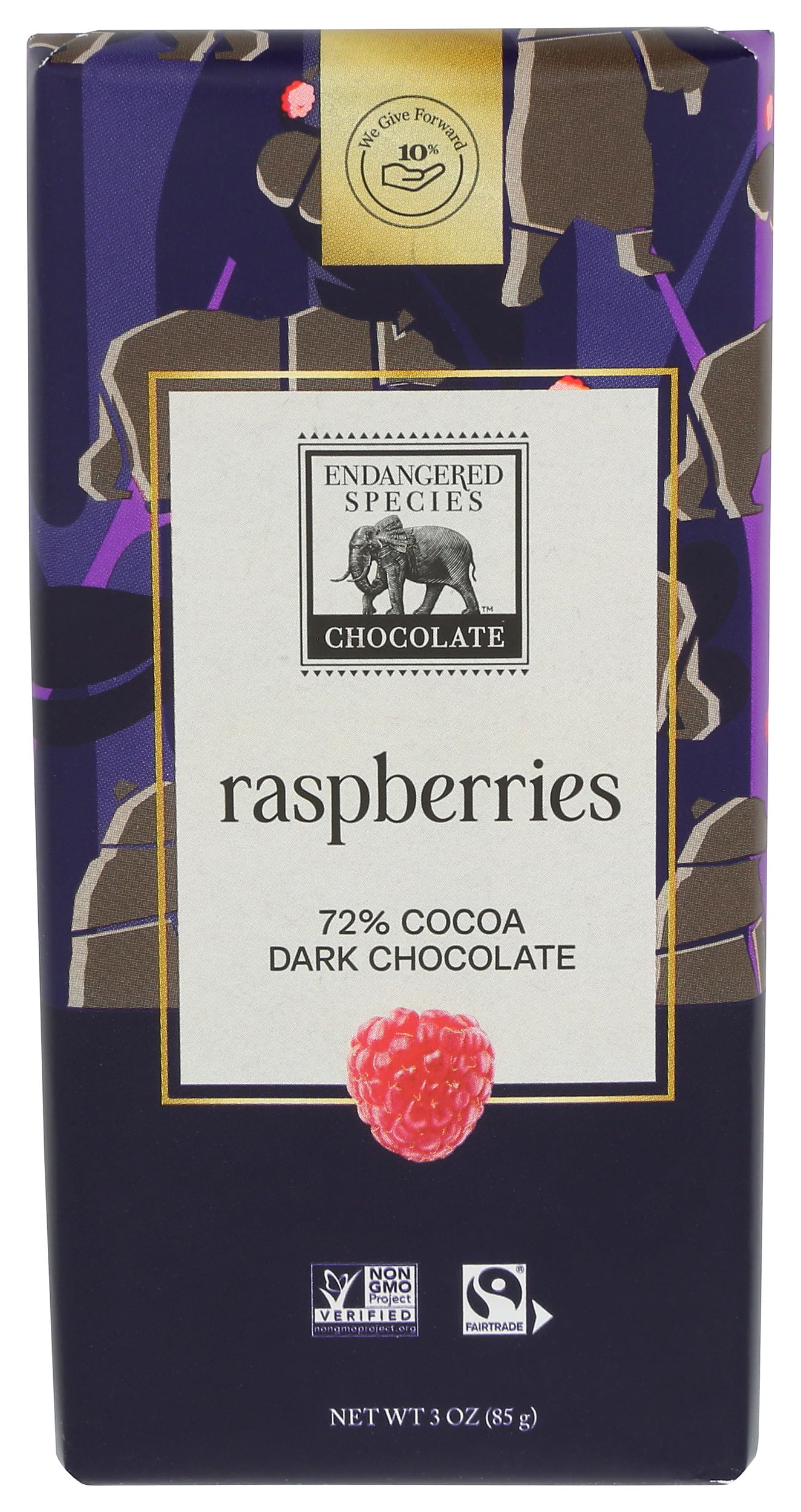 Endangered Species Chocolate Bar Grizzly Dark Raspberry, 3 oz