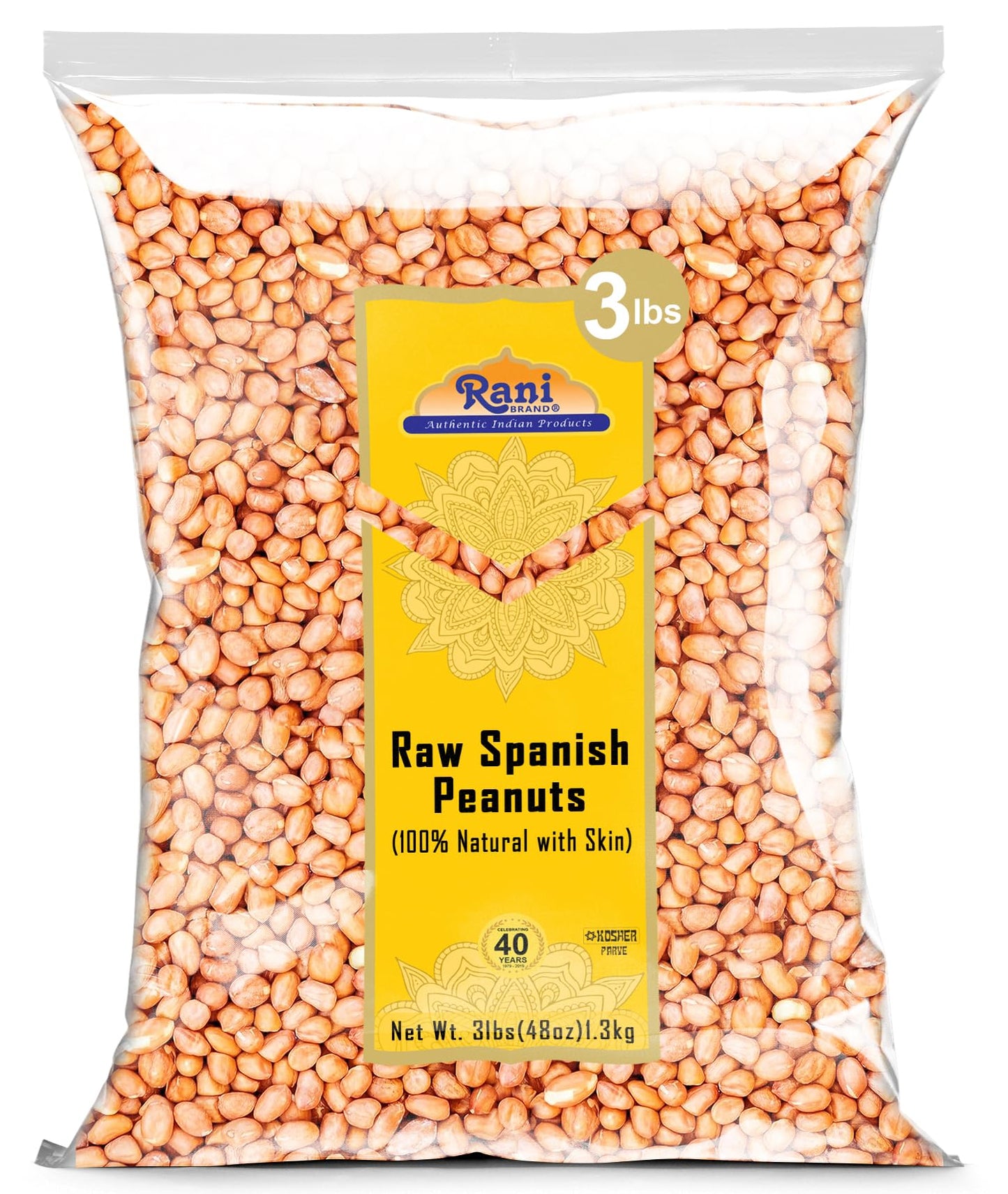 Rani Raw Spanish Peanuts 100% Natural with Skin (uncooked, unsalted) 48oz (3lbs) 1.36kg Bulk ~ Vegan | Gluten Friendly | Fresh P