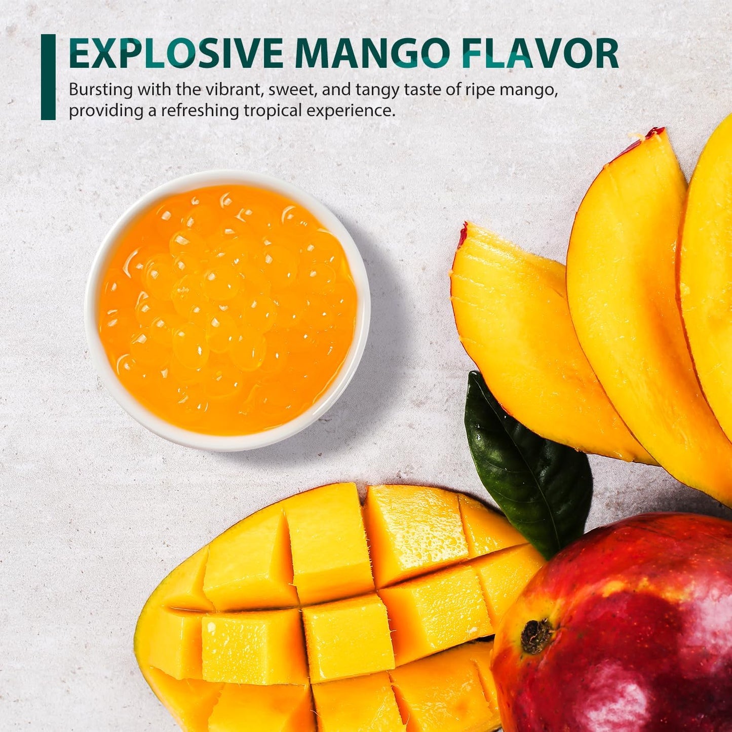 Soeos Mango Popping Boba Pearls, 6.6 lb Bursting Boba for Bubble Tea, Smoothies, Desserts - Yellow