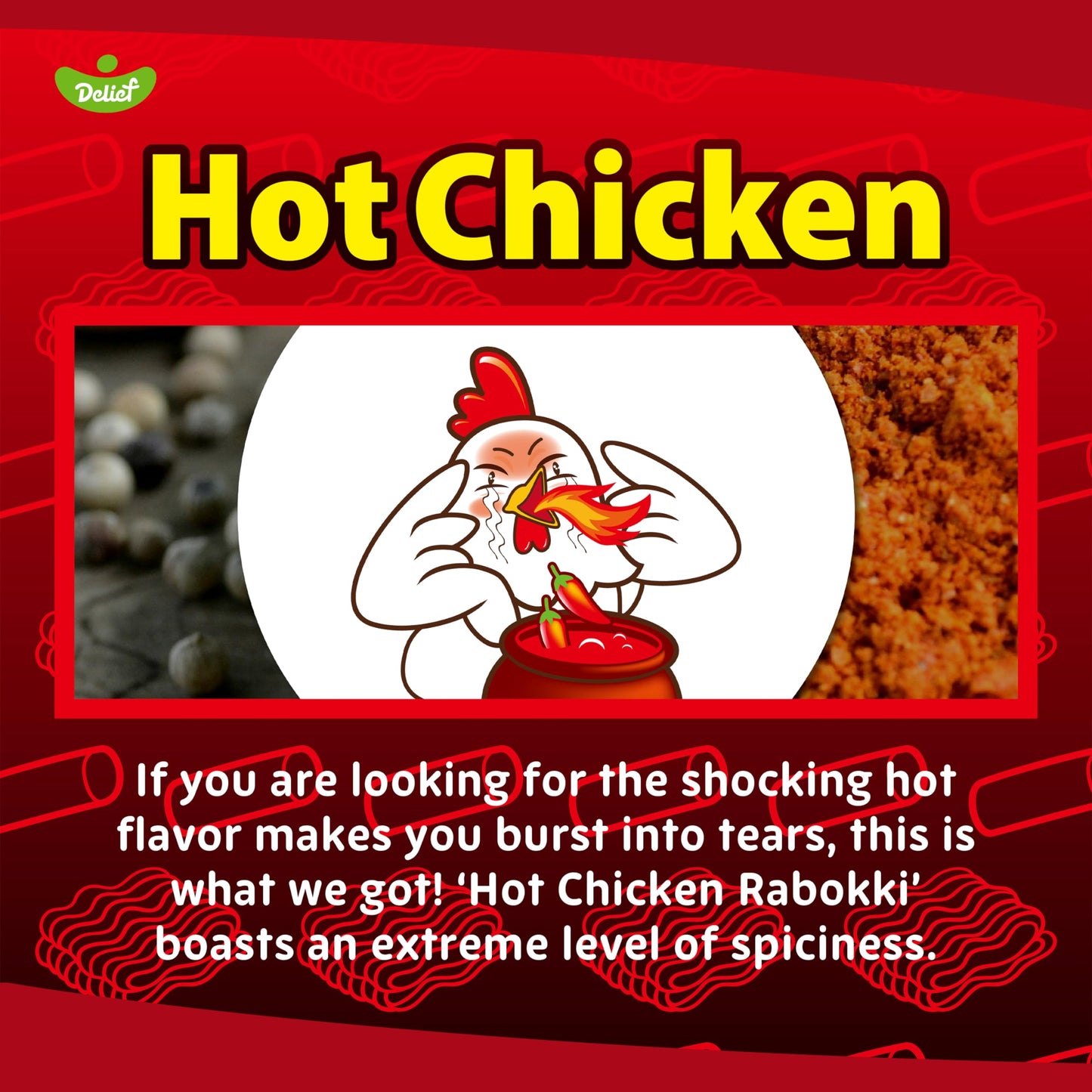 Delief Rabokki Hot Chicken Flavor 165G/5.82Oz - Pack Of 4, Korean Street Food, Ramen Noodle And Tteokbokki Rice Cake Combined In