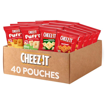 Cheez-It Cheese Crackers, Baked Snack Crackers, Lunch Snacks, Variety Pack (40 Pouches)