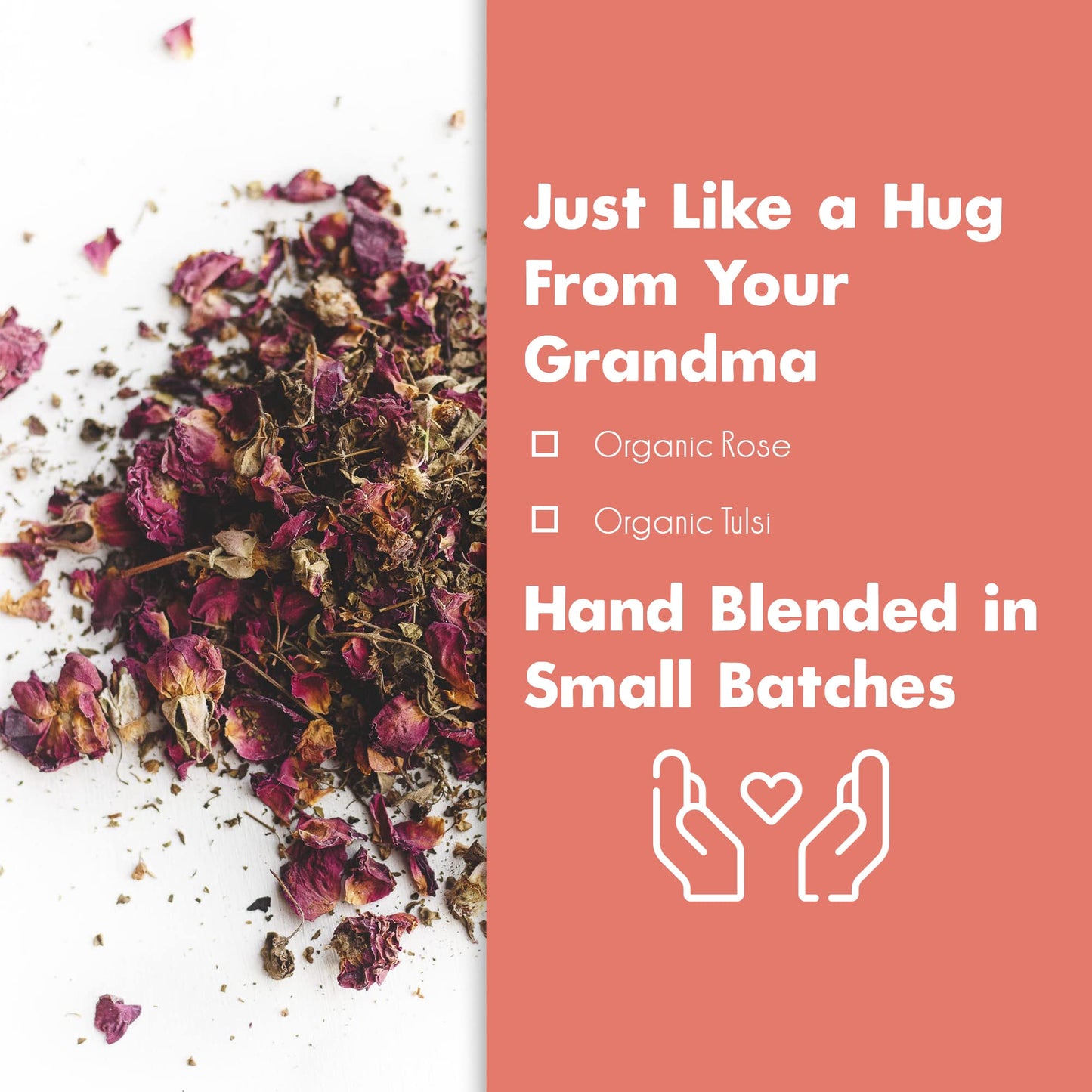 Big Heart Tea Co. Cup of Love Red Rose Tea Bags - Organic Herbal Decaf, 50 Pack, Zero Plastic Sachets