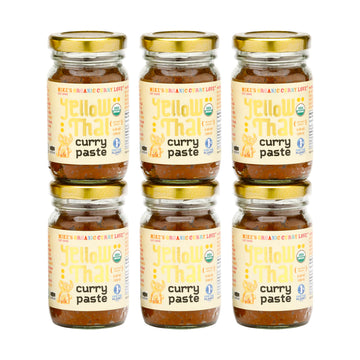 Yellow Thai Curry Paste ORGANIC. VEGAN. DAIRY FREE. SUGAR FREE. KETO FRIENDLY. MADE IN THAILAND. Case of 6 x 4.23 oz Glass Jars