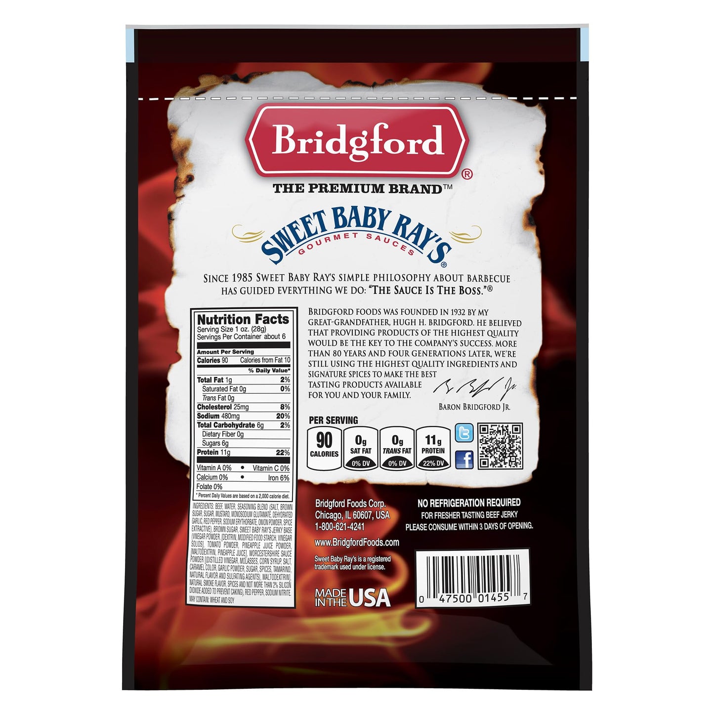 Bridgford Beef Jerky Sweet N Spicy - High Protein Snack - 2 Pack - 6.2 oz