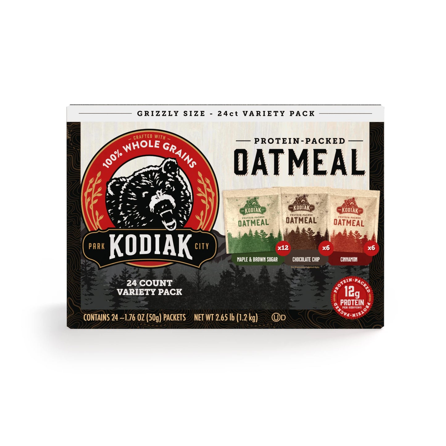 Kodiak Cakes Instant Oatmeal Packets - High Protein - 100% Whole Grains Breakfast Food - Maple & Brown Sugar, Cinnamon, & Chocol