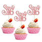 Gyufise 24 Pack Cupcake Toppers Glitter Sixteen Happy 16th Birthday Decorations Rose Gold Model ZN0475-4-RG
