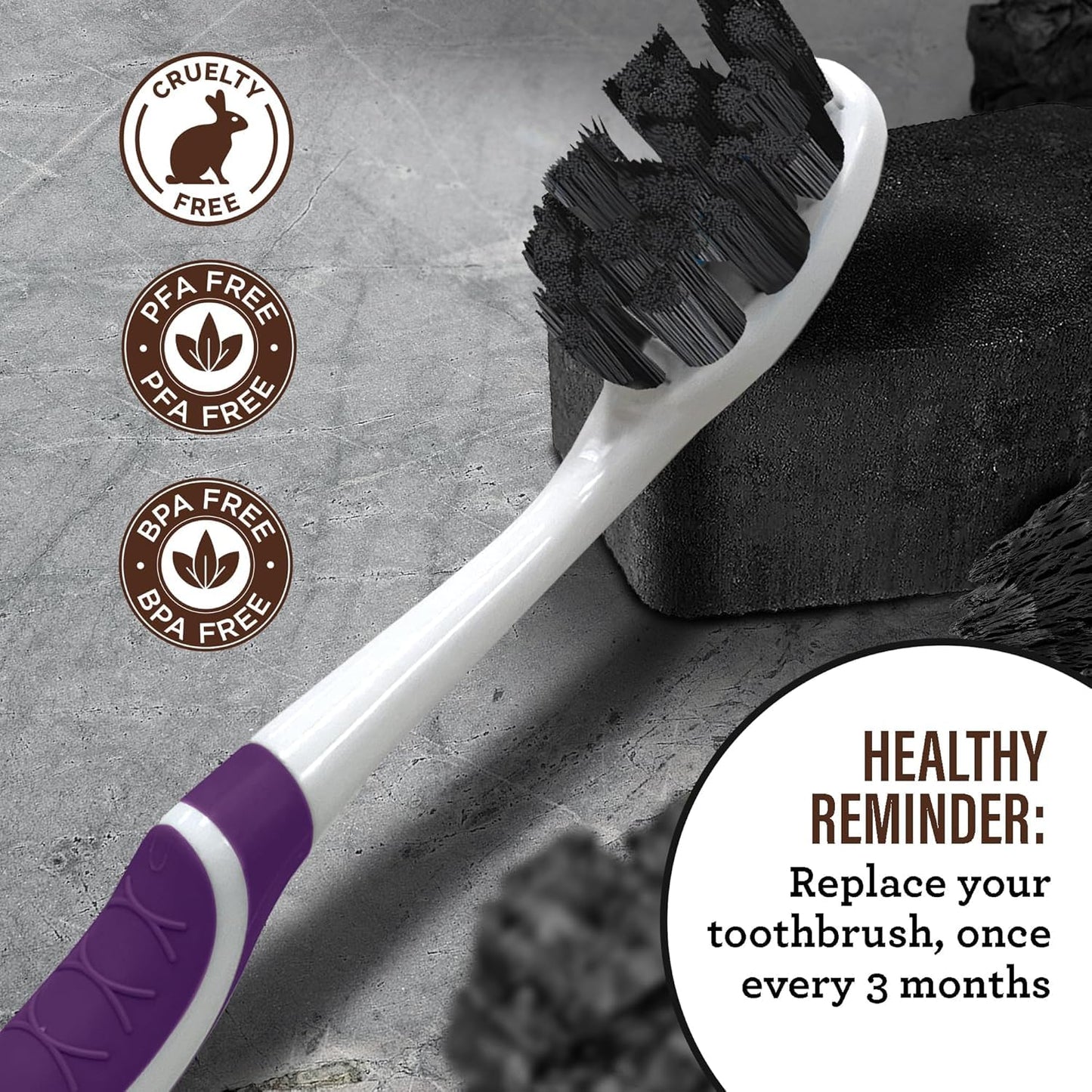 Gurunanda Butter On Gums Charcoal Toothbrush - 8,000+ Softex Bristles For Sensitive Teeth & Gums - Bpa & Latex Free Teeth Whiten