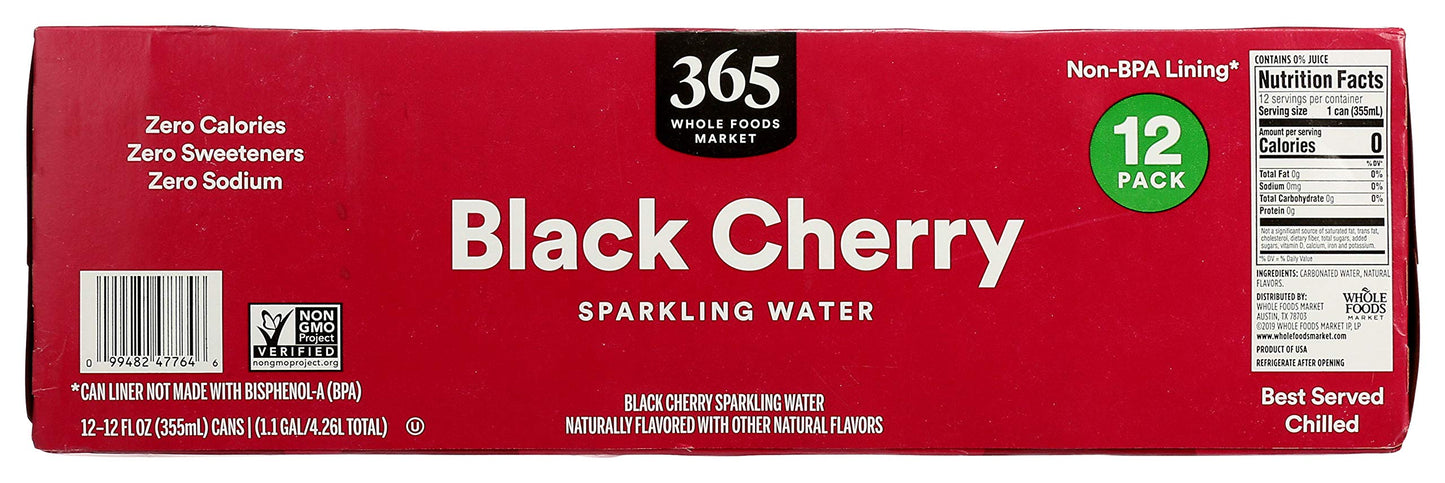 365 by Whole Foods Market  Black Cherry Sparkling Water  12 Pack  12 Fl Oz