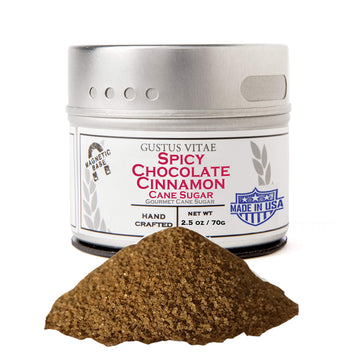 Gustus Vitae - Spicy Chocolate Cinnamon Cane Sugar - Artisanal Infused Sugar - 1:1 Replacement For Plain Sugar - All Natural - G