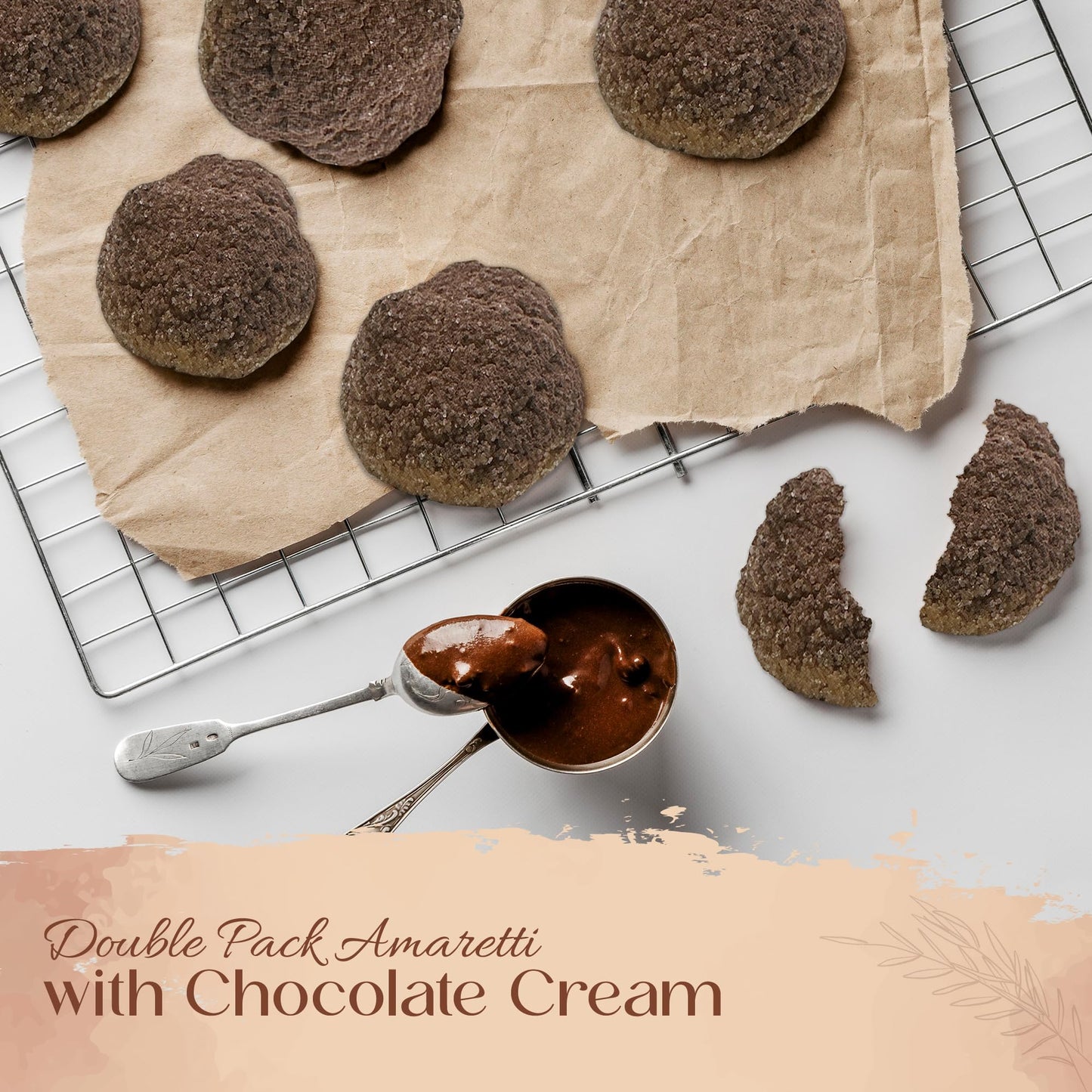 Italian Soft Amaretti Cookies With Chocolate Center - Pack Of 2-150G Per Tray (12 Pieces Total) - Authentic Italian Pastry Made