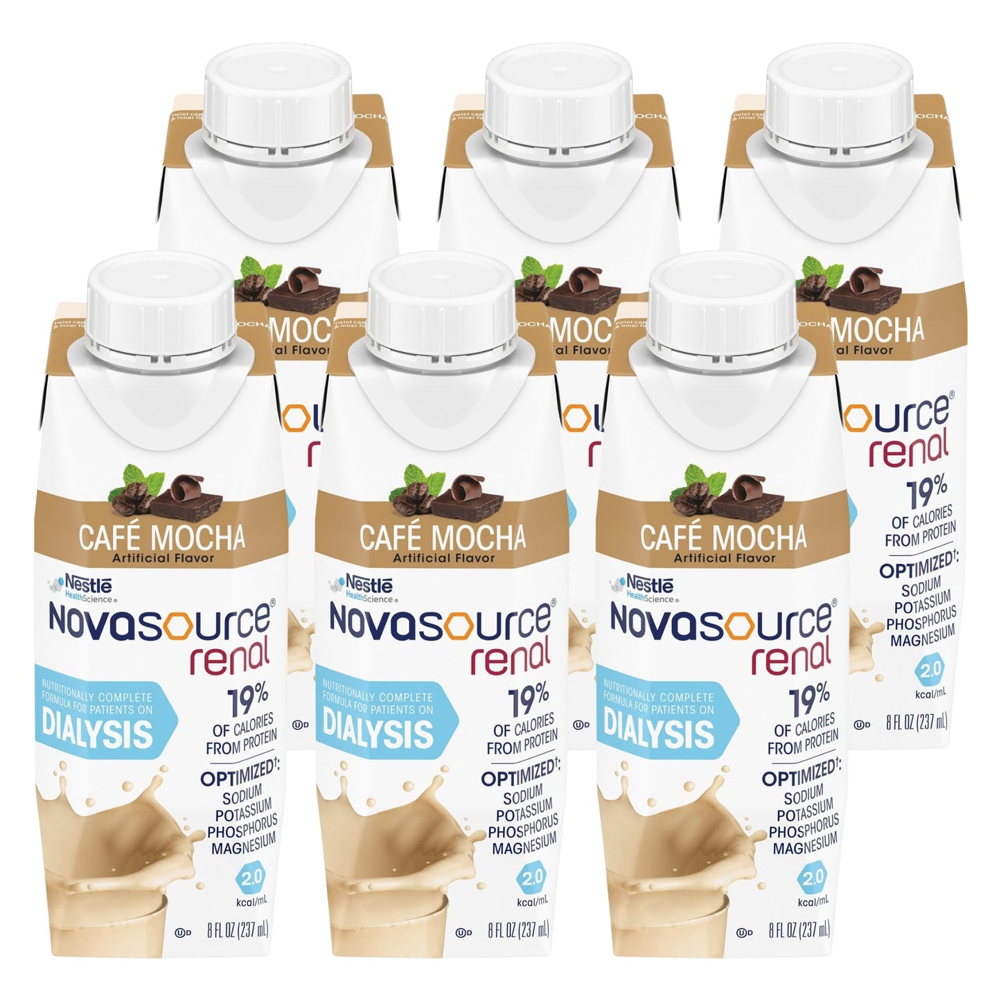 Nestle Novasource Renal Nutritionally Complete Formula Caf   Mocha Flavor 8 oz Carton, 6 Count